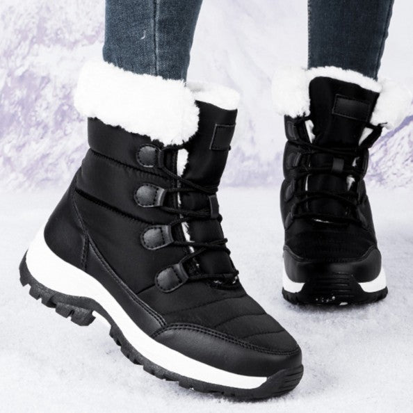 Rakkiss Women's Thermal Winter Hiking Boots - High-Cut Fleece Lined Snow Boots (Pink, White & Black - US 5-10)