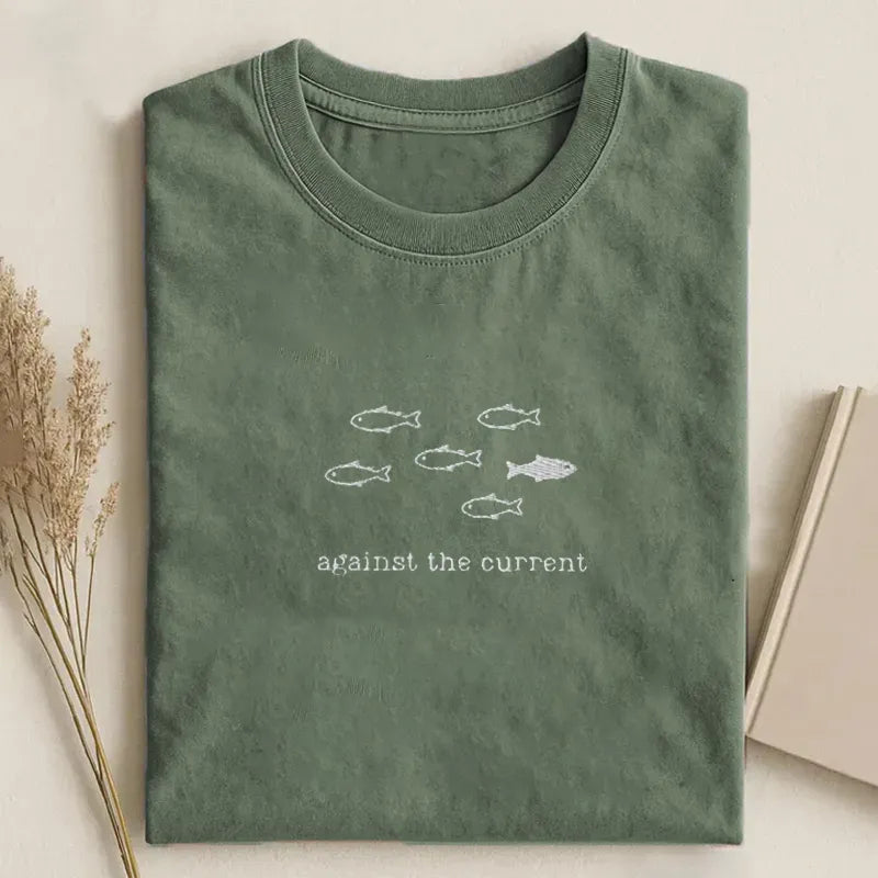 Christian Fish Embroidered T-shirt