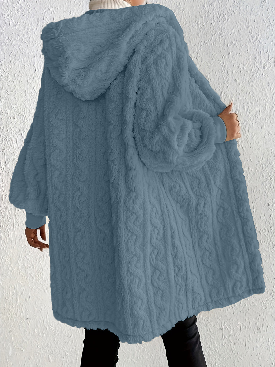 Women's Plush Fleece Soft Midi-Length Jacket with Pockets(BUY 2 FREE SHIPPING)