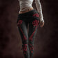 Classy Skeleton Anatomy Bloody Roses Bandages Knit Leggings