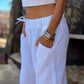 Women's solid color casual cotton and linen three-piece set