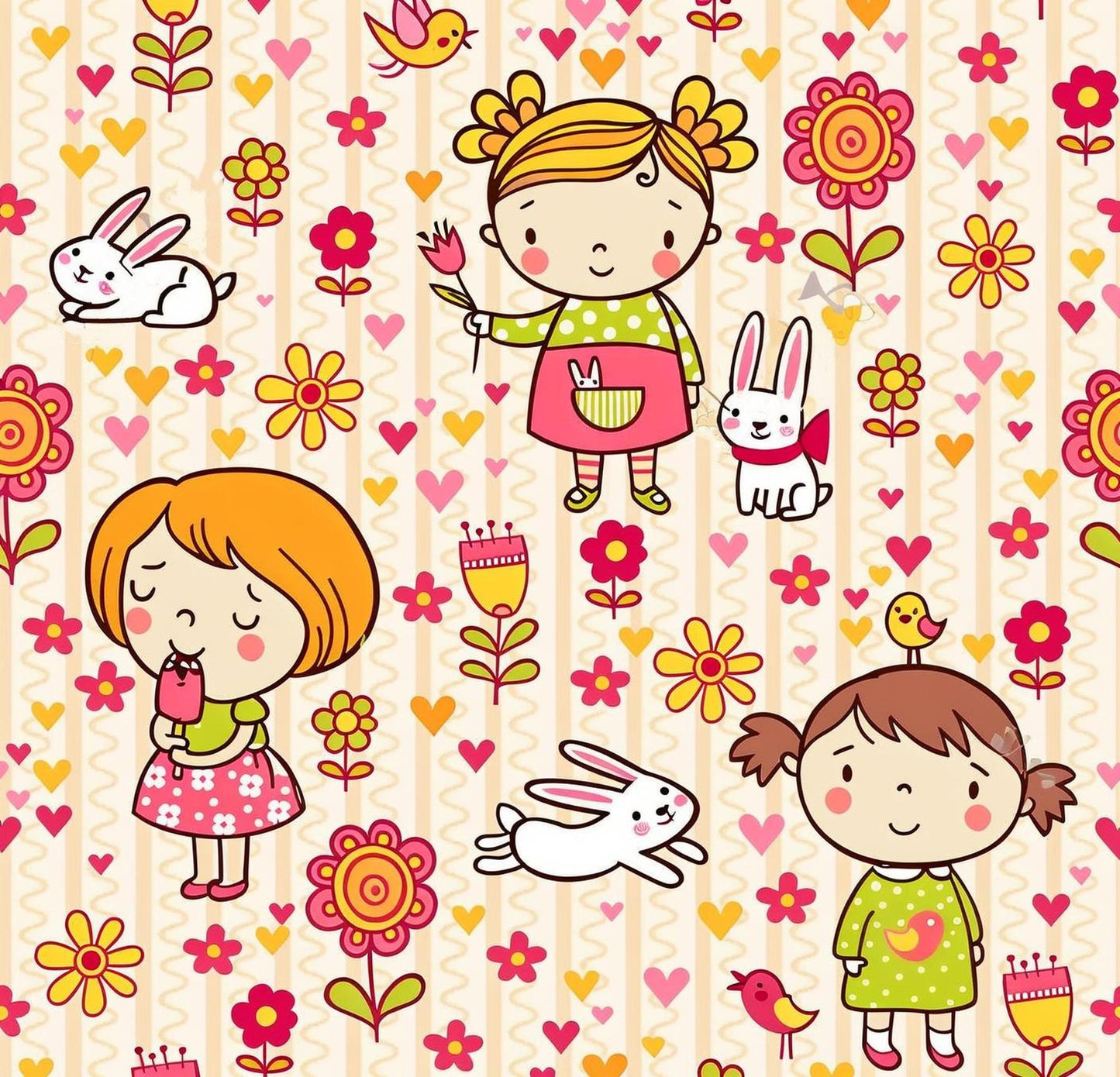 Women's Cartoon Girls Printed Scrub Set SP26
