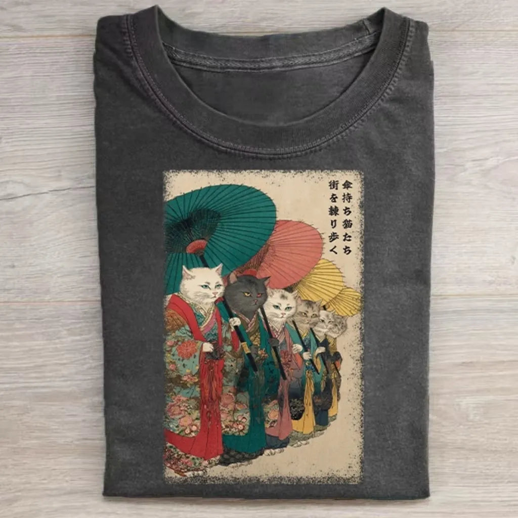 Kimono Cats Graphic T-shirt
