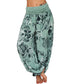 Flower Leaves Pattern Loose Harem Trousers Women's Yoga Pants