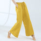 Loose Cotton Drawstring Wide Leg Pants For Yoga Dance With Pockets