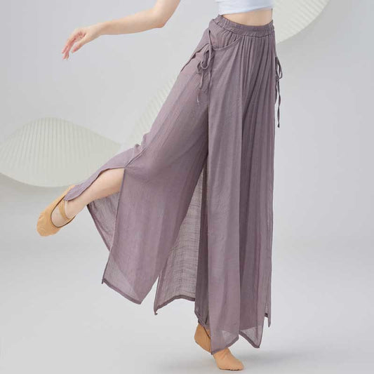 Solid Color Loose Cotton Linen Wide Leg Pants For Yoga Classical Dance (Extra 35% Off | USE CODE: FS35)