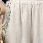 Vintage Embroidery Elastic Waist Capri Harem Pants With Pockets