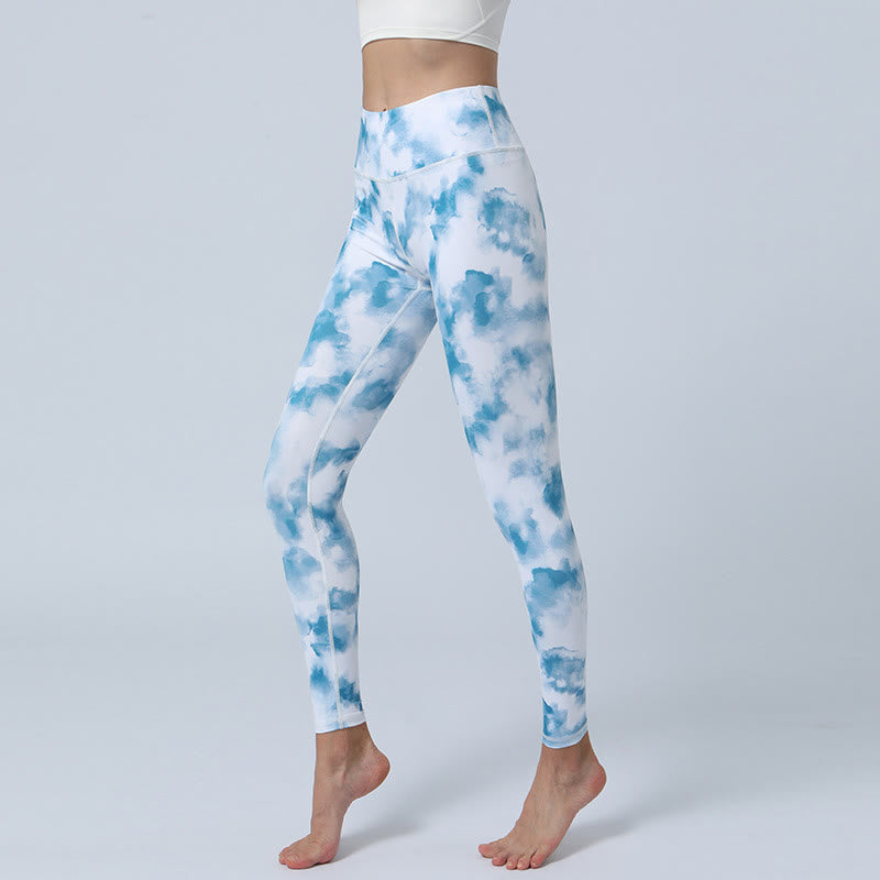 Flowers Leaves Print Sports Fitness Yoga High Waist Leggings Women's Yoga Pants