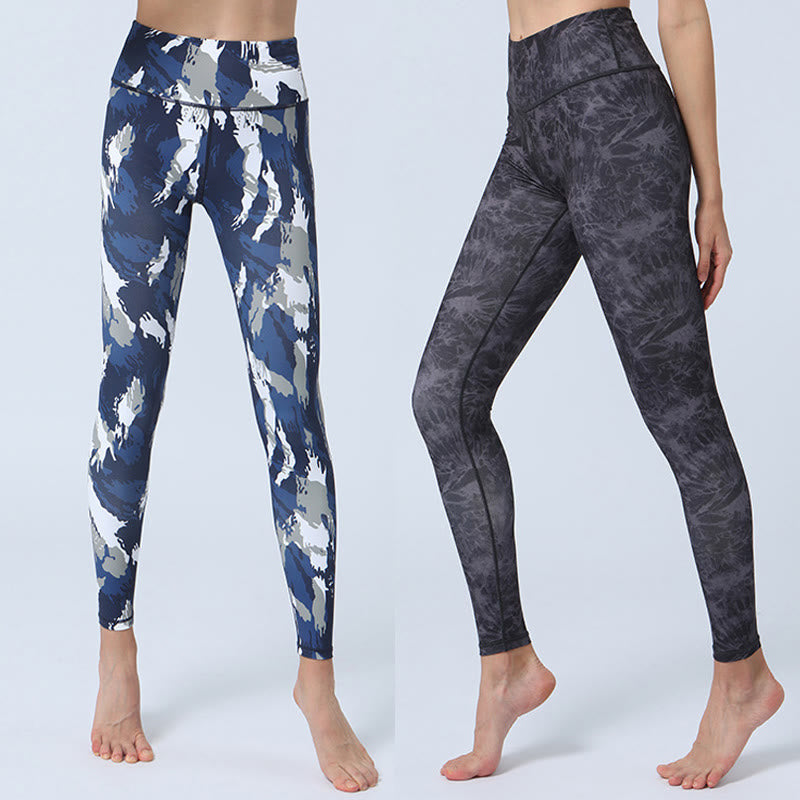 Flowers Leaves Print Sports Fitness Yoga High Waist Leggings Women's Yoga Pants