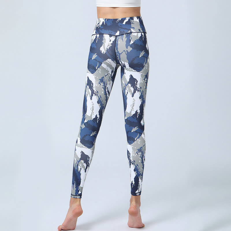 Flowers Leaves Print Sports Fitness Yoga High Waist Leggings Women's Yoga Pants