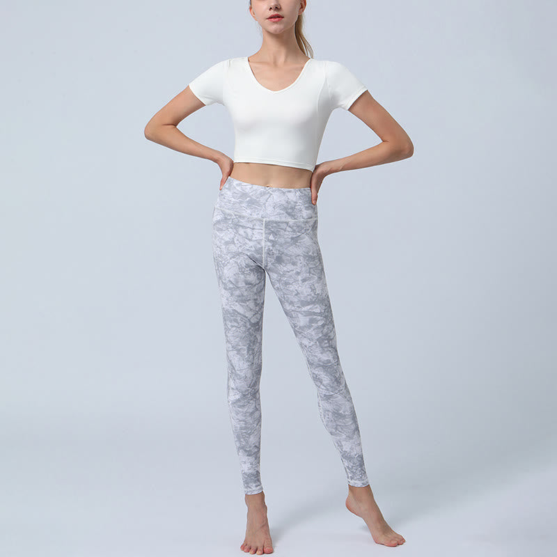 Flowers Leaves Print Sports Fitness Yoga High Waist Leggings Women's Yoga Pants