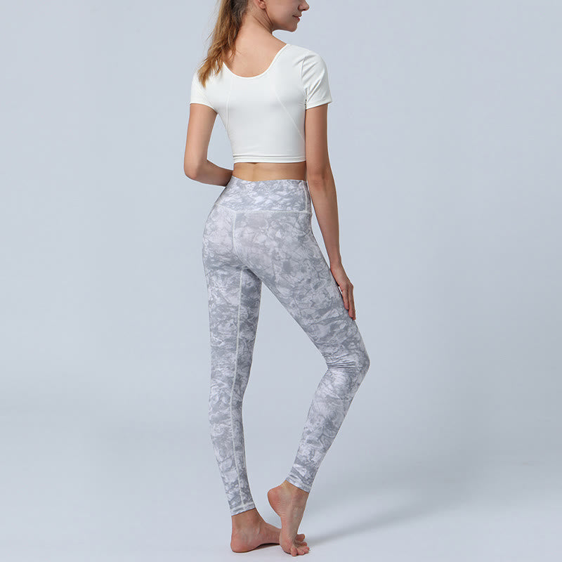 Flowers Leaves Print Sports Fitness Yoga High Waist Leggings Women's Yoga Pants