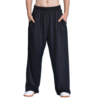 Summer Unisex Elastic Waist Tai Chi Qigong Practice Pants With Pockets