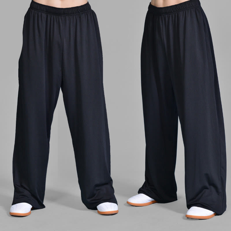 Summer Unisex Elastic Waist Tai Chi Qigong Practice Pants With Pockets