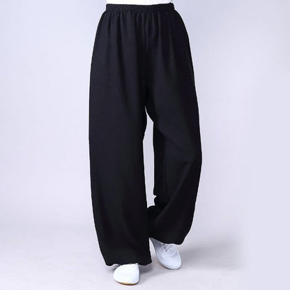 Summer Elastic Waist Tai Chi Qigong Practice Cotton Linen Unisex Pants