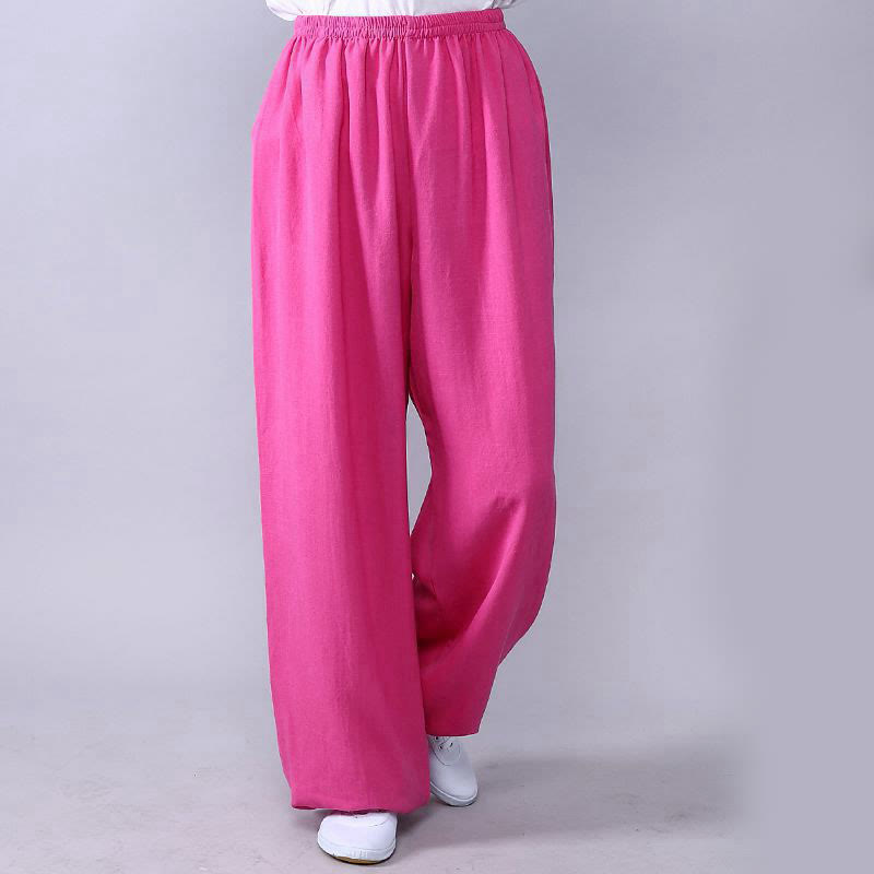 Summer Elastic Waist Tai Chi Qigong Practice Cotton Linen Unisex Pants