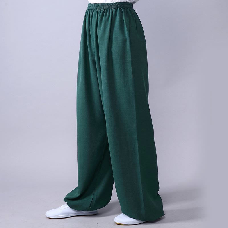 Summer Elastic Waist Tai Chi Qigong Practice Cotton Linen Unisex Pants