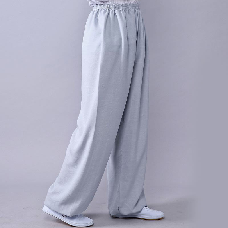 Summer Elastic Waist Tai Chi Qigong Practice Cotton Linen Unisex Pants
