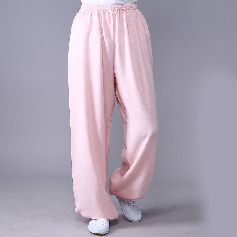 Summer Elastic Waist Tai Chi Qigong Practice Cotton Linen Unisex Pants