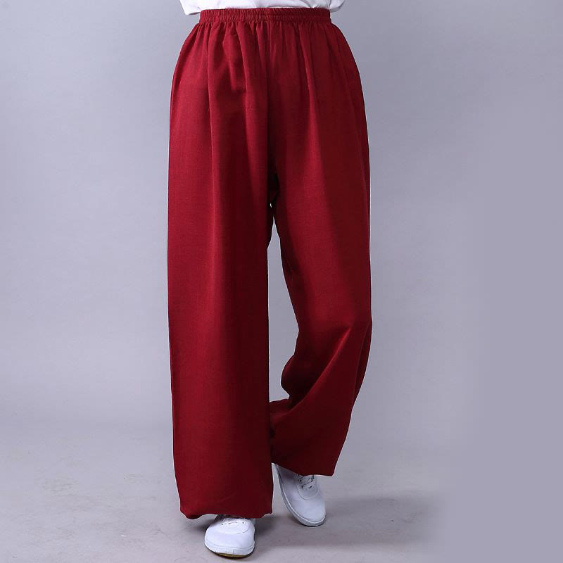 Summer Elastic Waist Tai Chi Qigong Practice Cotton Linen Unisex Pants