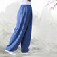 Summer Elastic Waist Tai Chi Qigong Practice Cotton Linen Unisex Pants