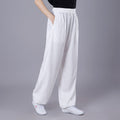 Summer Unisex Elastic Waist Tai Chi Qigong Practice Breathable Cotton Linen Pants With Pockets