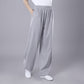 Summer Unisex Elastic Waist Tai Chi Qigong Practice Breathable Cotton Linen Pants With Pockets