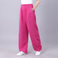 Summer Unisex Elastic Waist Tai Chi Qigong Practice Breathable Cotton Linen Pants With Pockets