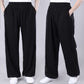 Summer Unisex Elastic Waist Tai Chi Qigong Practice Breathable Cotton Linen Pants With Pockets