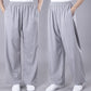 Summer Unisex Elastic Waist Tai Chi Qigong Practice Breathable Cotton Linen Pants With Pockets
