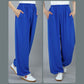 Summer Unisex Elastic Waist Tai Chi Kung Fu Qigong Practice Cotton Breathable Pants With Pockets