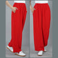 Summer Unisex Elastic Waist Tai Chi Kung Fu Qigong Practice Cotton Breathable Pants With Pockets