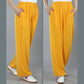 Summer Unisex Elastic Waist Tai Chi Kung Fu Qigong Practice Cotton Breathable Pants With Pockets
