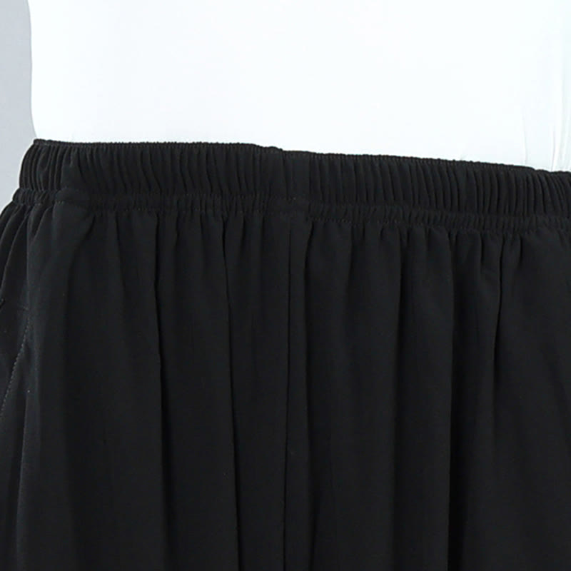 Summer Unisex Elastic Waist Tai Chi Kung Fu Qigong Practice Cotton Breathable Pants With Pockets