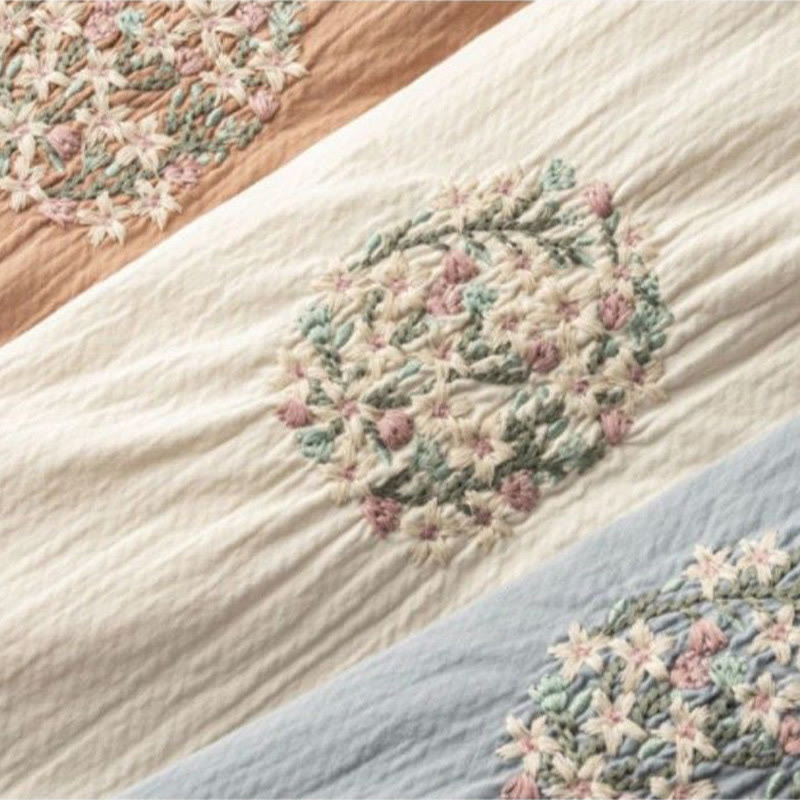 Casual Lace Trim Embroidered Cotton Harem Pants With Pockets