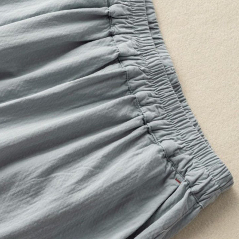 Casual Lace Trim Embroidered Cotton Harem Pants With Pockets