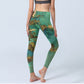 Chinese Style Green Mountains Landscape Print Lycra Fabric Fitness Leggings Women's Yoga Pants