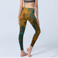 Dark Goldenrod Mountain Print Fitness Leggings Women's Yoga Pants