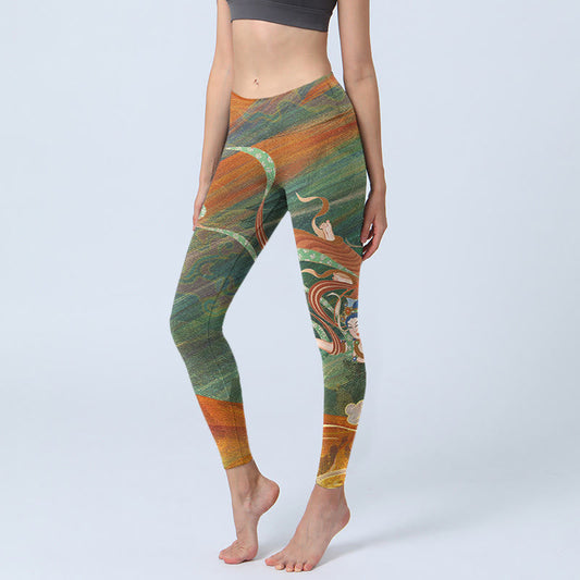 Dunhuang Flying Apsaras Print Gym Leggings Women's Yoga Pants