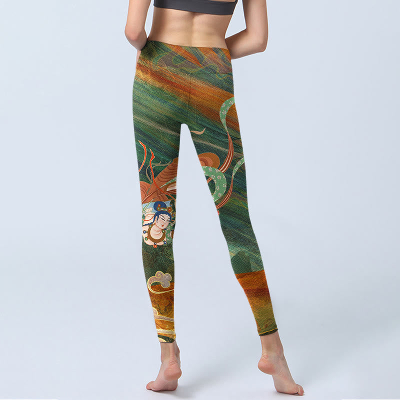 Dunhuang Flying Apsaras Print Gym Leggings Women's Yoga Pants