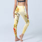 Light Yellow Peony Flowers Birds Print Sports Leggings Women's Yoga Pants