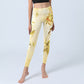 Light Yellow Peony Flowers Birds Print Sports Leggings Women's Yoga Pants