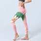 Pink Lotus Flower Leaf Print Gym Fitness Leggings Women's Yoga Pants