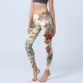 Beige Red Grey Abstract Design Print Exercise Leggings Women's Yoga Pants
