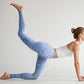 Persian Style RoyalBlue White Flowers Pattern Print Exercise Leggings Women's Yoga Pants