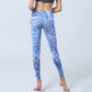 Persian Style RoyalBlue White Flowers Pattern Print Exercise Leggings Women's Yoga Pants