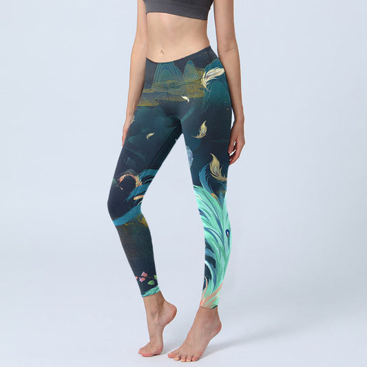Mountains Phoenix Feather Exercise Leggings Women's Yoga Pants