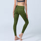 Green Auspicious Cloud Waves Print Gym Leggings Women's Yoga Pants