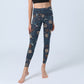 New York Aster Flowers Leaves Print Gym Fitness Leggings Women's Yoga Pants