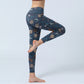 New York Aster Flowers Leaves Print Gym Fitness Leggings Women's Yoga Pants